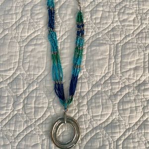 Chicos Turquoise/Silver beaded necklace